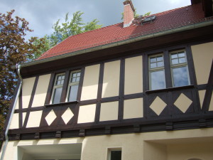 Detail rekonstruiertes Fachwerk
